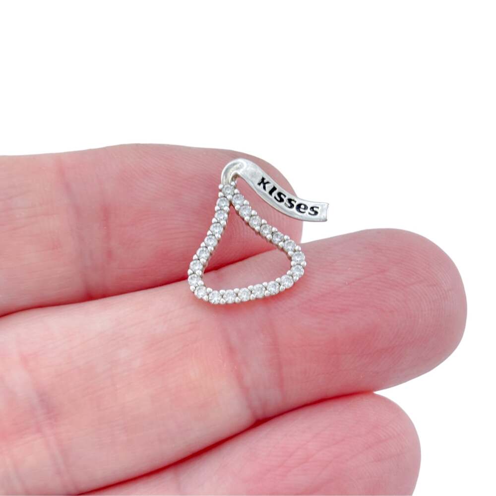 Vintage Sterling Silver 925 Cubic Zirconia Kisses Candy Pendant